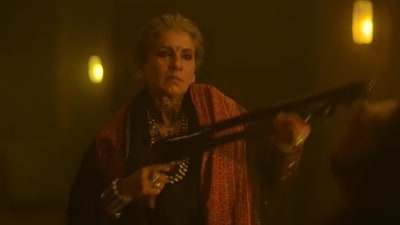 Dimple Kapadia in a still from Saas Bahu Aur Flamingo teaser.
