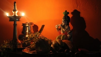 Vishukkani: The Vishukkani is the most important ritual associated with Vishu. It is a special arrangement of items, including rice, flowers, fruits, coins, and a mirror, that is set up the night before Vishu in the puja room or in a special place in the house. The first thing a person sees on Vishu morning is the Vishukkani, which is believed to bring good luck and prosperity for the year ahead. (Pixabay) Vishukkani: The Vishukkani is the most important ritual associated with Vishu. It is a special arrangement of items, including rice, flowers, fruits, coins, and a mirror, that is set up the night before Vishu in the puja room or in a special place in the house. The first thing a person sees on Vishu morning is the Vishukkani, which is believed to bring good luck and prosperity for the year ahead. (Pixabay)