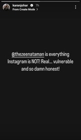 Karan Johar called Zeenat Aman's Instagram game 'honest'.
