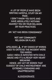Shraddha wrote a note on her Instagram Stories.