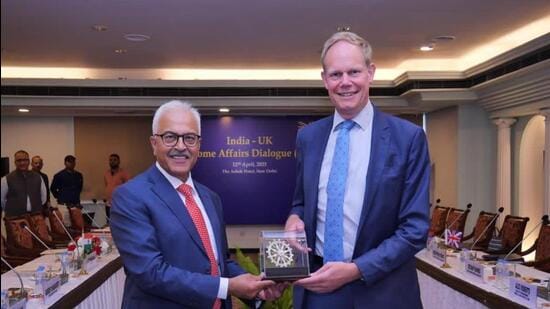 Union home secretary Ajay Kumar Bhalla led the Indian side while the UK delegation was led by permanent secretary, Home Office, Sir Matthew Rycroft. (Twitter/MatthewRycroft1)