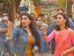 Anushree Mehta with Radhika Apte on sets of Mrs Undercover. 