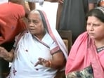 Shanti Devi, mother of Umesh Pal along with her daughter-in-law and Pal's wife Jaya Devi. 