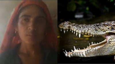 Vimal Bai fought for 15 minutes to save her husband's life from the crocodile attack. (source:Twitter/@pantlp)