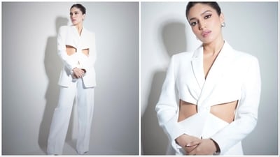Bhumi Pednekar knows how to slay in everything that she wears. Whether it is a casual outing or an awards night, the Dum Laga Ke Haisha actor can pull off any look effortlessly. She recently took fashion to a whole new level by wearing a semi-formal outfit comprising a cut-out jacket and matching trousers. (Instagram/@bhumipednekar) Bhumi Pednekar knows how to slay in everything that she wears. Whether it is a casual outing or an awards night, the Dum Laga Ke Haisha actor can pull off any look effortlessly. She recently took fashion to a whole new level by wearing a semi-formal outfit comprising a cut-out jacket and matching trousers. (Instagram/@bhumipednekar)