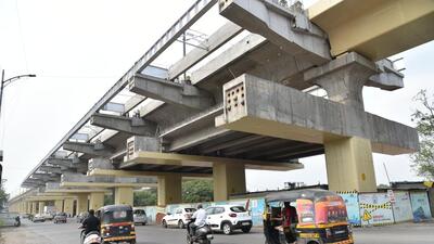 Metro station work in progress near Khadki in Pune, on Thursday. Phugewadi to Civil Court metro rail service is likely to start from May without halting at Khadki and Range Hills stations due to incomplete works. (HT) Metro station work in progress near Khadki in Pune, on Thursday. Phugewadi to Civil Court metro rail service is likely to start from May without halting at Khadki and Range Hills stations due to incomplete works. (HT)