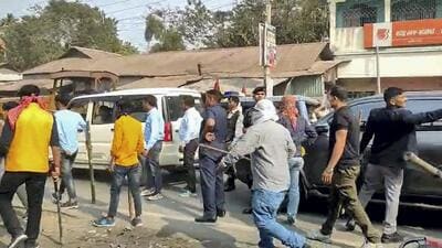 MoS Nisith Pramanik’s convoy was attacked in Cooch Behar on February 25. (PTI) MoS Nisith Pramanik’s convoy was attacked in Cooch Behar on February 25. (PTI)