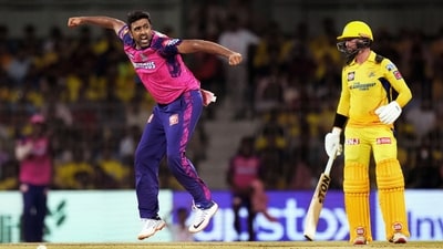 Ravichandran Ashwin celebrates the wicket of Shivam Dube during the IPL 2023 cricket match between Chennai Super Kings and Rajasthan Royals. (PTI) Ravichandran Ashwin celebrates the wicket of Shivam Dube during the IPL 2023 cricket match between Chennai Super Kings and Rajasthan Royals. (PTI)
