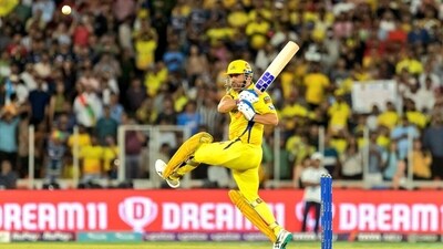 MS Dhoni in full swing. (IPL) MS Dhoni in full swing. (IPL)