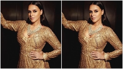 Neha picked the golden gown and looked stunning as ever in it as she posed like a diva. (Instagram/@nehadhupia) Neha picked the golden gown and looked stunning as ever in it as she posed like a diva. (Instagram/@nehadhupia)