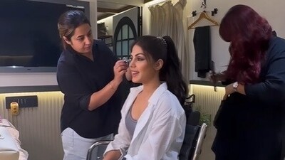 Rhea Chakraborty has shared a video from a vanity van. Rhea Chakraborty has shared a video from a vanity van.