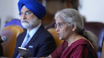 Finance Minister Nirmala Sitharaman, right, speaks during her meeting with Treasury Secretary Janet Yellen at the Treasury Department in Washington, Tuesday. (AP) Finance Minister Nirmala Sitharaman, right, speaks during her meeting with Treasury Secretary Janet Yellen at the Treasury Department in Washington, Tuesday. (AP)