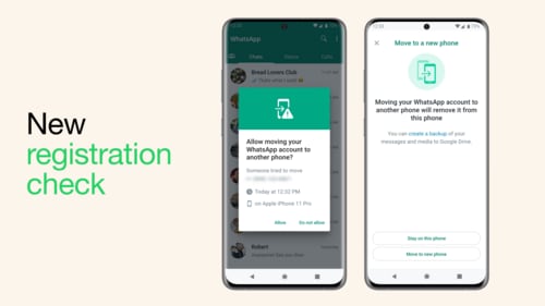 If a user needs to switch his/her WhatsApp account to a new device, the platform will doubly check whether it is the user asking for it. If a user needs to switch his/her WhatsApp account to a new device, the platform will doubly check whether it is the user asking for it.