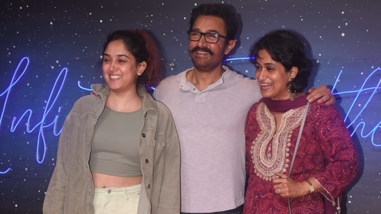 Aamir Khan attended the Jio Studios event with daughter Ira Khan. They posed together for the photographers. Aamir was last seen in Laal Singh Chaddha. (Varinder Chawla)
