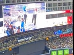 Naatu Naatu dance performed during a baseball game. Naatu Naatu dance performed during a baseball game.
