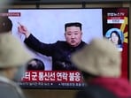 North Korea Missile: A TV screen is seen reporting North Korea's missile launch with a file image of North Korean leader Kim Jong Un in South Korea. 