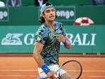 Italy's Lorenzo Musetti reacts during his match against Serbia's Novak Djokovic at the Monte-Carlo ATP Masters Series tournament round of 16 in Monte Carlo on April 13, 2023. (Photo by Valery HACHE / AFP) Italy's Lorenzo Musetti reacts during his match against Serbia's Novak Djokovic at the Monte-Carlo ATP Masters Series tournament round of 16 in Monte Carlo on April 13, 2023. (Photo by Valery HACHE / AFP)