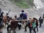 The 43-day pilgrimage to the cave shrine of Amarnath in the Himalayas began on June 30 (HT file picture)