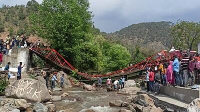 A footbridge collapsed during Baisakhi festival celebration in Chenani block of Udhampur district on Friday