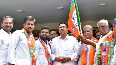 Karnataka Minister and BJP leader CC Patil files his nomination papers from the Nargund Assembly constituency for the Karnataka Assembly elections. (ANI Photo) (ANI Pic Service/ Prashant Mishra)