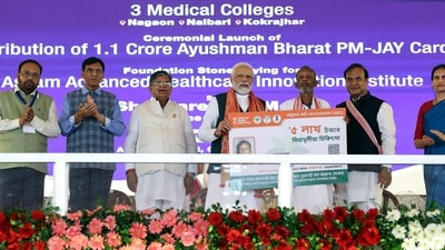 PM Modi also rolled out a series of railway projects across the Northeast, besides commissioning a methanol plant and laying the foundation stone for a bridge over the Brahmaputra river. (ANI/PIB) PM Modi also rolled out a series of railway projects across the Northeast, besides commissioning a methanol plant and laying the foundation stone for a bridge over the Brahmaputra river. (ANI/PIB)