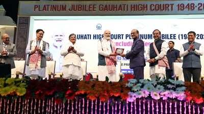 Earlier in the day, PM Modi laid the foundation stone of Assam Advanced Healthcare Innovation Institute (AAHII) at the Indian Institute of Technology, Guwahati. (PTI) Earlier in the day, PM Modi laid the foundation stone of Assam Advanced Healthcare Innovation Institute (AAHII) at the Indian Institute of Technology, Guwahati. (PTI)