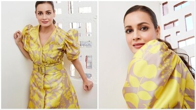 Dia Mirza elevates her spring-summer wardrobe and wears this gorgeous yellow floral dress by Pankaj and Nidhi for her latest photoshoot. (Instagram/@diamirzaofficial) Dia Mirza elevates her spring-summer wardrobe and wears this gorgeous yellow floral dress by Pankaj and Nidhi for her latest photoshoot. (Instagram/@diamirzaofficial)