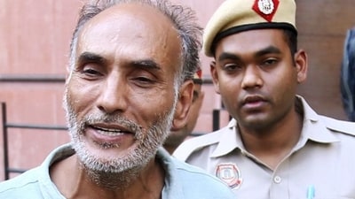 Devender Singh alias “Bunty Chor” in custody on Friday. (ANI) Devender Singh alias “Bunty Chor” in custody on Friday. (ANI)