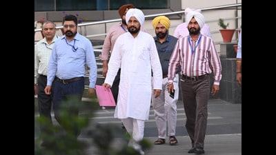 Former chief minister Charanjit Singh Channi coming out form vigilance office in Mohali . (Ravi Kumar/HT) Former chief minister Charanjit Singh Channi coming out form vigilance office in Mohali . (Ravi Kumar/HT)