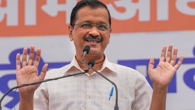 At an event on Friday, Kejriwal said those who sent Manish Sisodia to jail are the enemies of the country. (PTI) At an event on Friday, Kejriwal said those who sent Manish Sisodia to jail are the enemies of the country. (PTI)