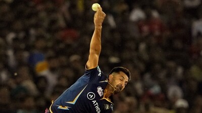 Mohit Sharma bowls during the IPL 2023 cricket match between Punjab Kings and Gujarat Titans. (PTI) Mohit Sharma bowls during the IPL 2023 cricket match between Punjab Kings and Gujarat Titans. (PTI)
