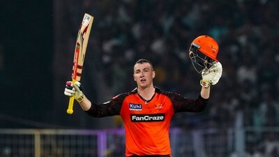 Harry Brook broke the shackles by smashing his first ever IPL century in 55 balls. His innings, coupled with those of Aiden Markram, Abhishek Sharma and Heinrich Klaasen, helped Sunrisers Hyderabad score 228/4 which is currently the highest score of the season. (PTI) Harry Brook broke the shackles by smashing his first ever IPL century in 55 balls. His innings, coupled with those of Aiden Markram, Abhishek Sharma and Heinrich Klaasen, helped Sunrisers Hyderabad score 228/4 which is currently the highest score of the season. (PTI)