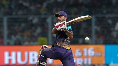 While KKR got off to a sluggish start, captain Nitish Rana smacked 28 runs off the sixth over to get them going. (PTI) While KKR got off to a sluggish start, captain Nitish Rana smacked 28 runs off the sixth over to get them going. (PTI)