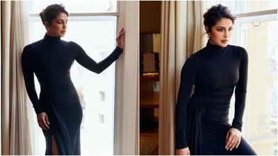 Priyanka Chopra promotes Citadel in a gorgeous black figure-hugging dress. (Instagram) Priyanka Chopra promotes Citadel in a gorgeous black figure-hugging dress. (Instagram)