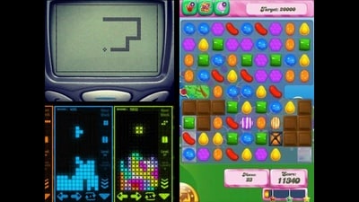 Snake was the first mobile phone game to go viral. Tetris, which came before it, is still available, but in a far more colourful avatar. Today’s most popular phone games include Candy Crush. Snake was the first mobile phone game to go viral. Tetris, which came before it, is still available, but in a far more colourful avatar. Today’s most popular phone games include Candy Crush.