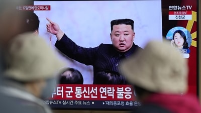 North Korea Missile: A TV screen is seen reporting North Korea's missile launch with a file image of North Korean leader Kim Jong Un in South Korea. (AP) North Korea Missile: A TV screen is seen reporting North Korea's missile launch with a file image of North Korean leader Kim Jong Un in South Korea. (AP)