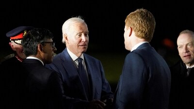 US President Joe Biden meets with Joe Kennedy, next to British Prime Minister Rishi Sunak. (Reuters)