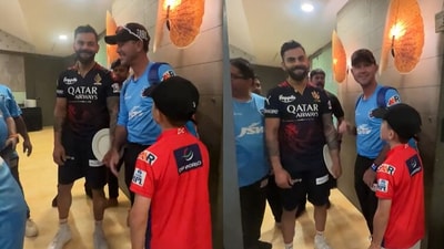 Virat Kohli meets Ricky Ponting's son. (Twitter/@Delhicapitals) Virat Kohli meets Ricky Ponting's son. (Twitter/@Delhicapitals)