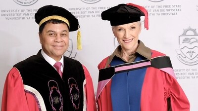 Maye Musk after receiving the doctorate. (Twitter) Maye Musk after receiving the doctorate. (Twitter)