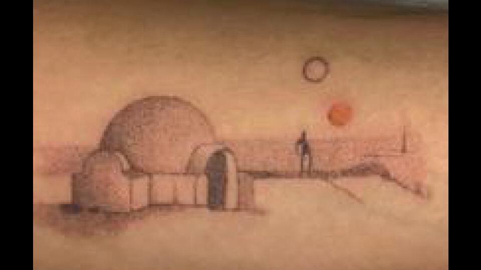 For his first tattoo, Mumbai artist and musician Tejas Menon, went with a red-and gold sunset from the 1977 Star Wars classic film.