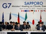 Japan's Environment Minister Akihiro Nishimura and other delegates attend the opening session of G7 Ministers Meeting on Climate, Energy and Environment in Sapporo, Japan.