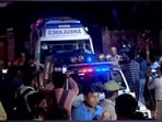 Visuals show that two ambulances and a police van were deputed for the transportation of bodies of Asad Ahmed and Ghulam. Visuals show that two ambulances and a police van were deputed for the transportation of bodies of Asad Ahmed and Ghulam.