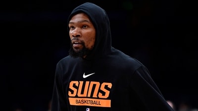 Phoenix Suns forward Kevin Durant (35) before the Suns play against the Los Angeles Lakers at Crypto.com Arena. (USA TODAY Sports via Reuters Con)