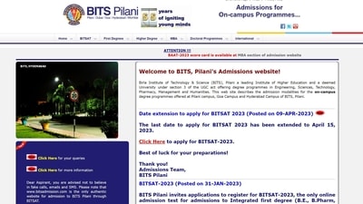 BITSAT 2023 registration process ends today, apply at bitsadmission.com BITSAT 2023 registration process ends today, apply at bitsadmission.com