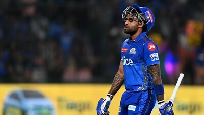 Suryakumar Yadav walks back to the pavilion after his dismissal during the IPL 2023 match between Delhi Capitals and Mumbai Indians. (AFP) Suryakumar Yadav walks back to the pavilion after his dismissal during the IPL 2023 match between Delhi Capitals and Mumbai Indians. (AFP)