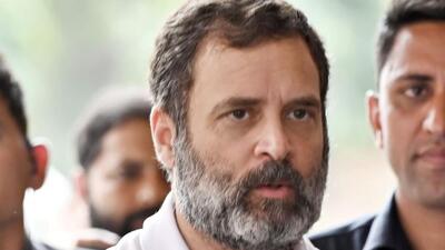 New Delhi, India - March 29, 2023: Congress leaders Rahul Gandhi arrives at Parliament House complex, in New Delhi, India, on Wednesday, March 29, 2023. (Photo by Sanjeev Verma/ Hindustan Times) (Hindustan Times) New Delhi, India - March 29, 2023: Congress leaders Rahul Gandhi arrives at Parliament House complex, in New Delhi, India, on Wednesday, March 29, 2023. (Photo by Sanjeev Verma/ Hindustan Times) (Hindustan Times)