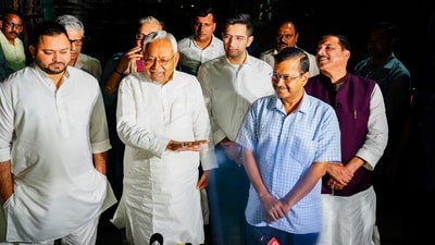 Nitish Kumar recently met Kejriwal in Delhi along with Tejashwi Yadav to deliberate on a united opposition ahead of 2024 Lok Sabha election. (PTI) Nitish Kumar recently met Kejriwal in Delhi along with Tejashwi Yadav to deliberate on a united opposition ahead of 2024 Lok Sabha election. (PTI)