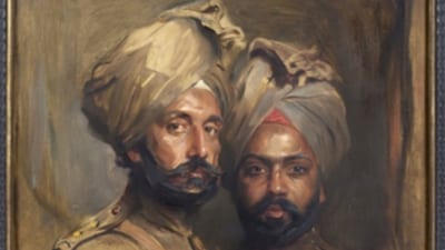 The painting of two World War I Indian soldiers placed under an export bar by the UK government this week, in London. (PTI) The painting of two World War I Indian soldiers placed under an export bar by the UK government this week, in London. (PTI)