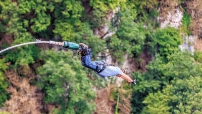 Bungee Jumping in Rishikesh: Rishikesh also offers one of the highest bungee jumping experiences in India, with a jump height of 83 meters. (File Photo (Shutterstock)) Bungee Jumping in Rishikesh: Rishikesh also offers one of the highest bungee jumping experiences in India, with a jump height of 83 meters. (File Photo (Shutterstock))