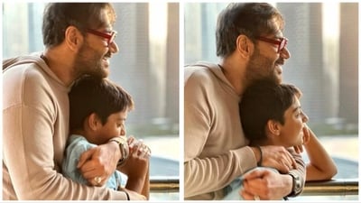 Ajay Devgn shared some loved-up photos with his son Yug. Ajay Devgn shared some loved-up photos with his son Yug.